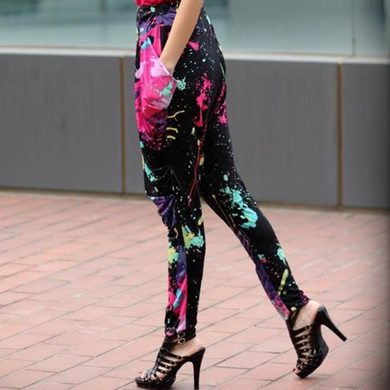 Summer Seven Color Graffiti Fluorescent Harem Pants Color Harem Pants Tie Dye Graffiti Harem Pants.