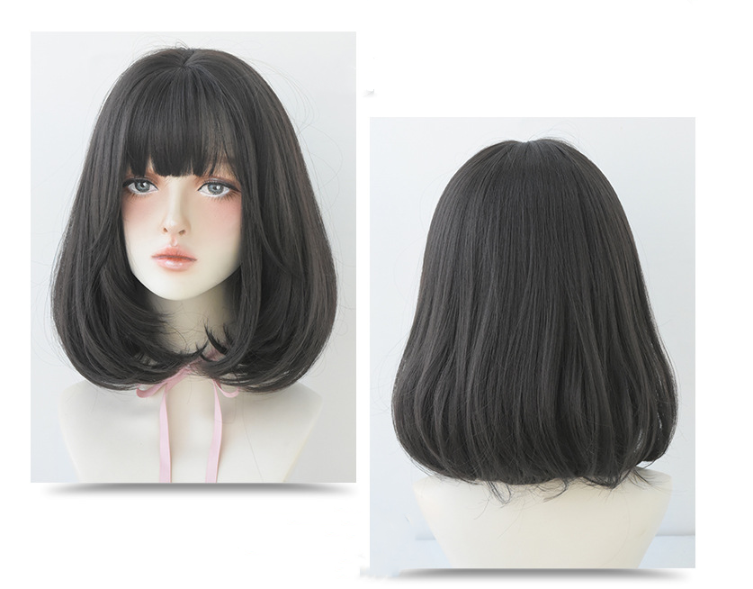 Pear Flower Head Shoulder Length Hair Set Dark Brown - Shop at LoveMi