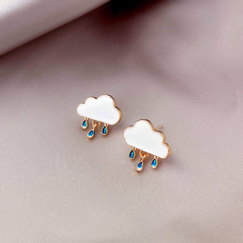 925 Silver Needle Cute Cloud Earrings