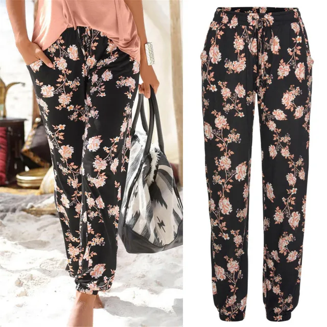 Summer New Women's Fashion High Waist Printing Casual Slim Fit Thin Trousers Pink - Shop at LoveMi
