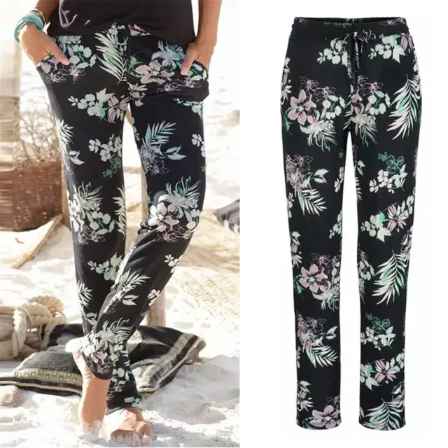 Summer New Women's Fashion High Waist Printing Casual Slim Fit Thin Trousers Green - Shop at LoveMi