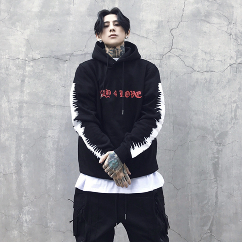 Chinese Characters Printed Hoodie Men's Spring And Summer Cotton