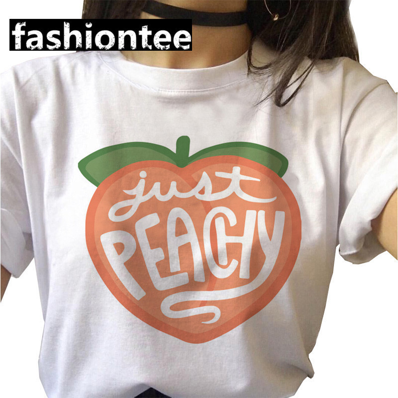 Title 4, Fart Peach Letter bedrukt T-shirt met korte mouwen