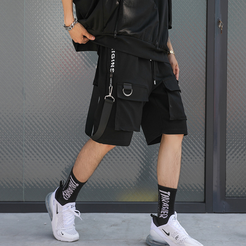 Loose Trendy Hip-hop Streamer Five-point Pants