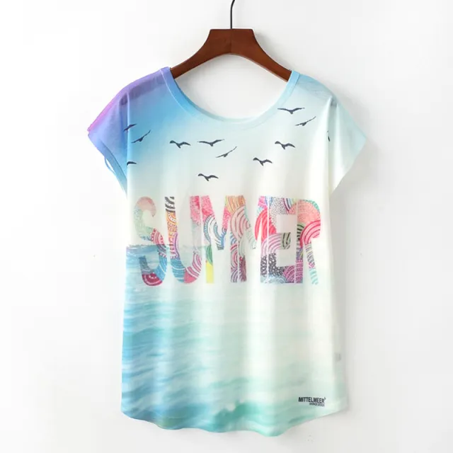 Summer New Cool Round Neck Short Sleeved Loose Women's T Shirt White - Shop at LoveMi