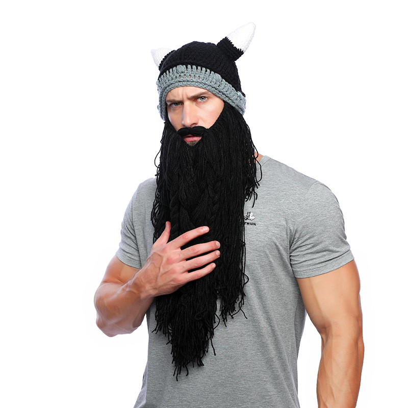 Viking Horn Hat Long Beard European And American Holiday Party Woolen Hat