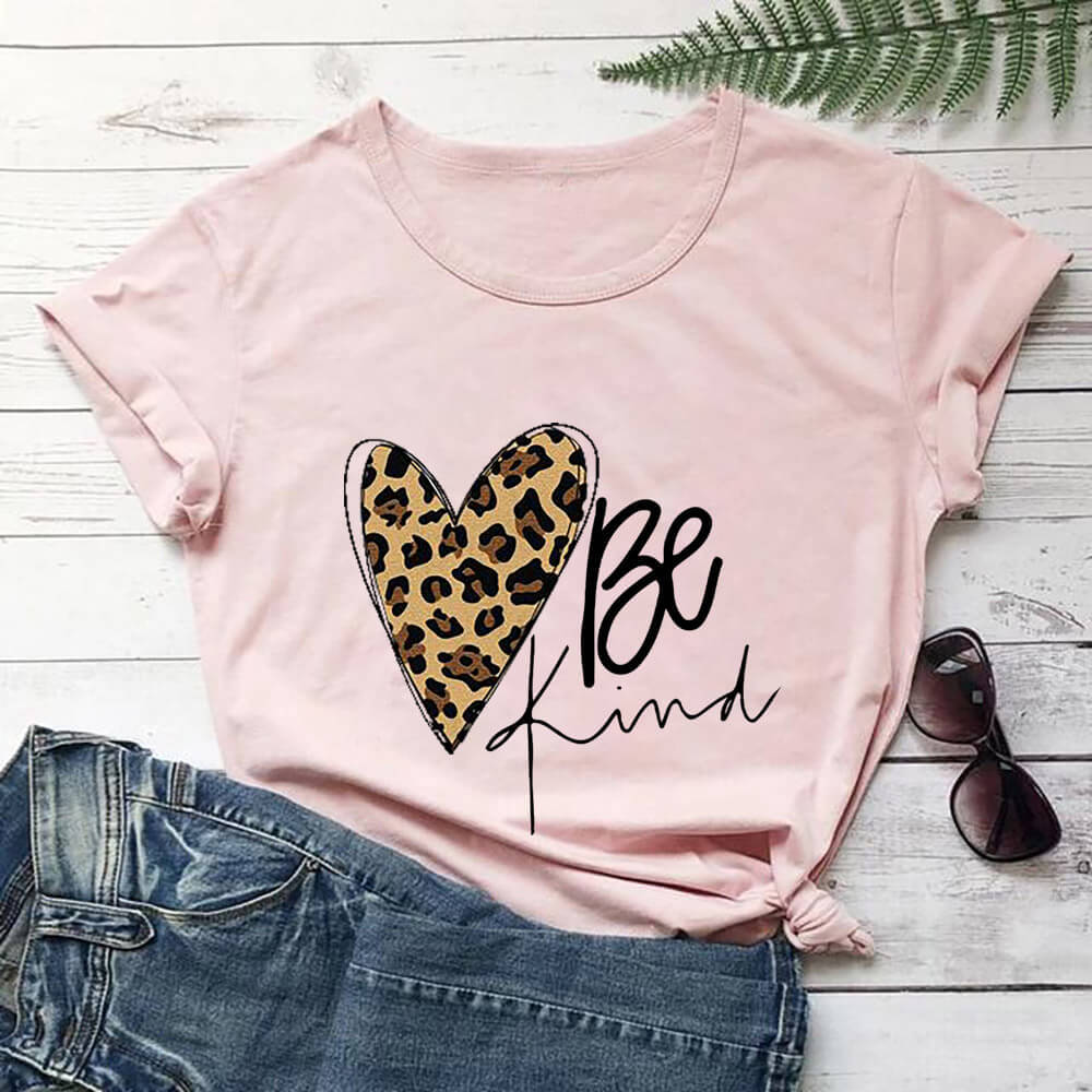 Love Color Print Loose Short Sleeve T-shirt