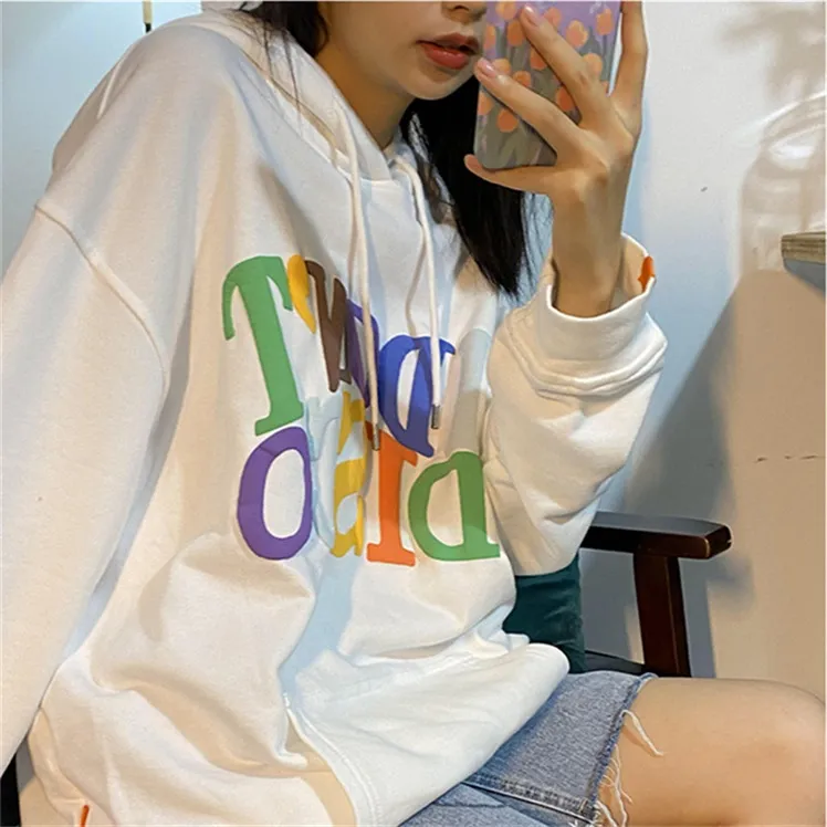 Salt White Sweater Girl Student Loose Hooded Thin Coat - White