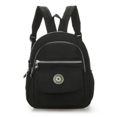 Waterproof Mini Backpack Women Purse Nylon Shoulder Rucksack Small Travel Bag - Black - View 1
