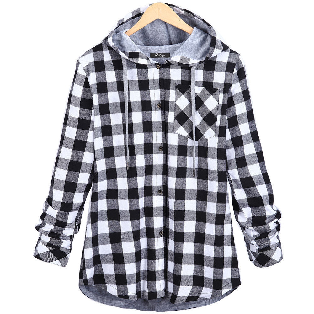 Title 3, Mid-Length Plaid Hooded Cardigan dames, comfort...