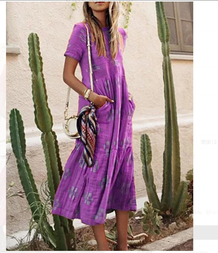 Bohemian Dress Holiday Print Women's Clothing