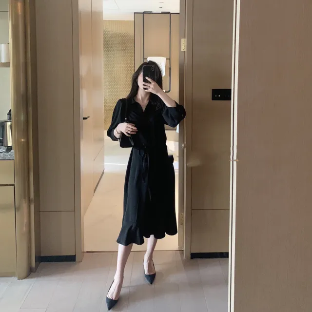 Shirt Skirt Was Thin Retro Temperament Fishtail Skirt Black - Shop at LoveMi