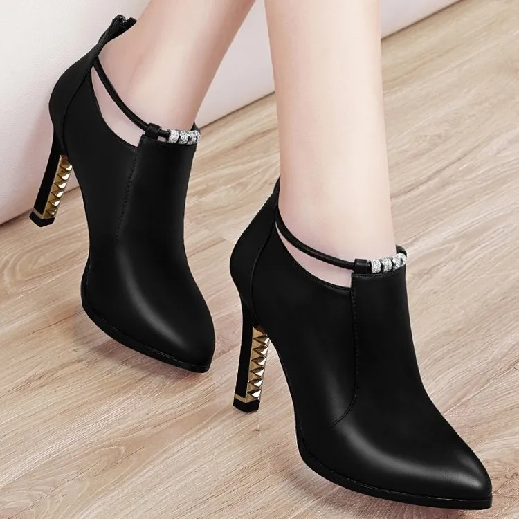 New Martin Boots Women's Autumn Pointed Toe Short Boots Women's Autumn - Black
