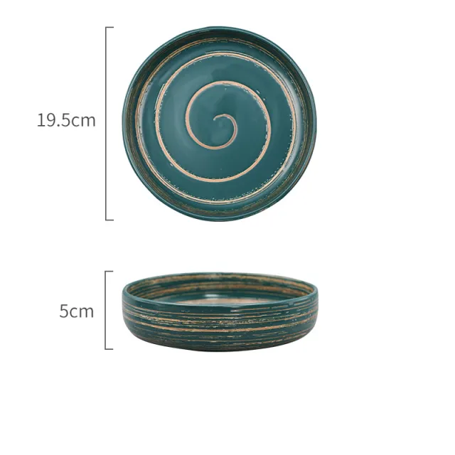 Japanese Creative Ceramic Tableware Household Ceramic Shallow Round Bowl Green - Shop at LoveMi