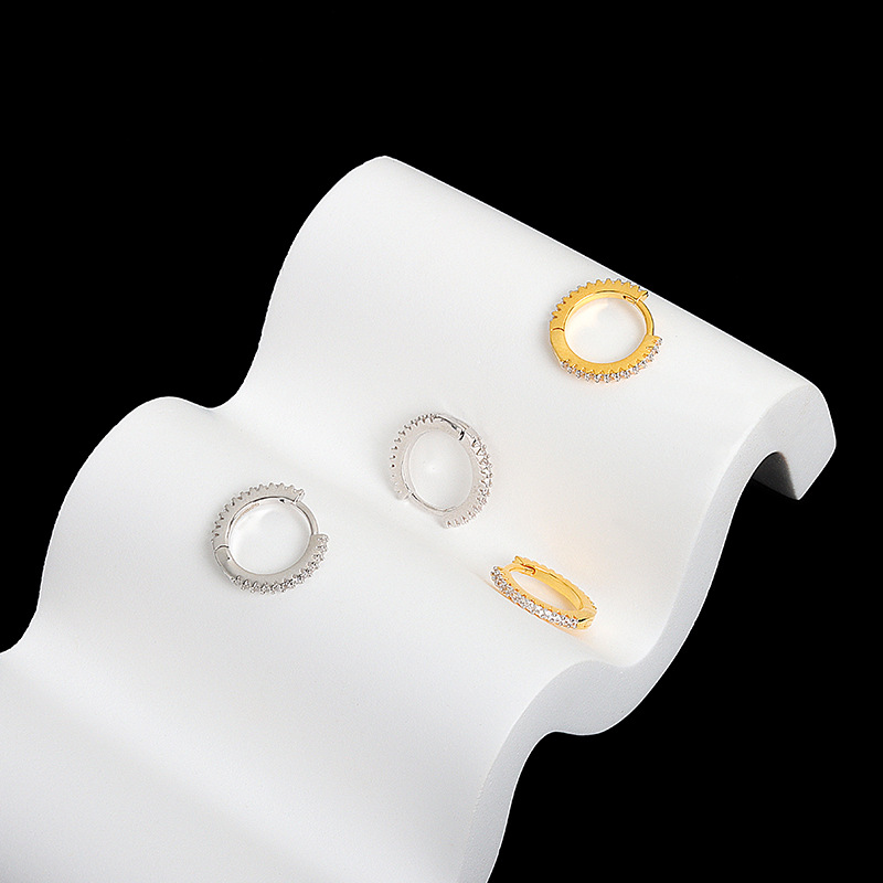 Full Diamond Gold Ear Hook Zircon Earrings Women