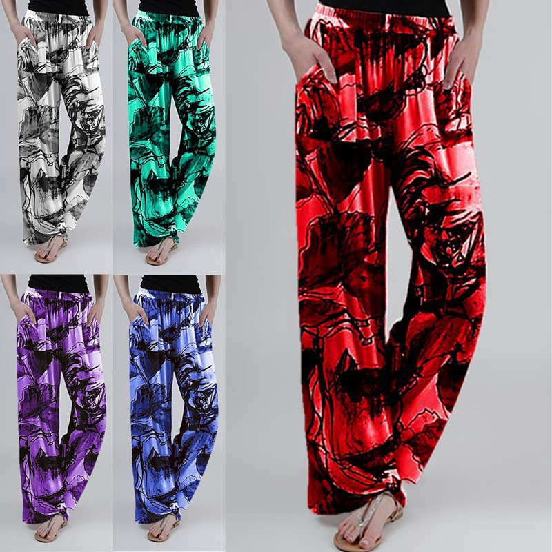 Fashion Loose Floral Tie-dye Printed Casual Trousers
