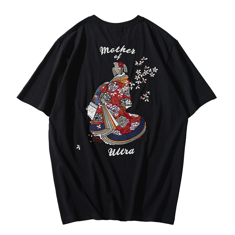 Summer New Men's Embroidered T Shirt Short Sleeves