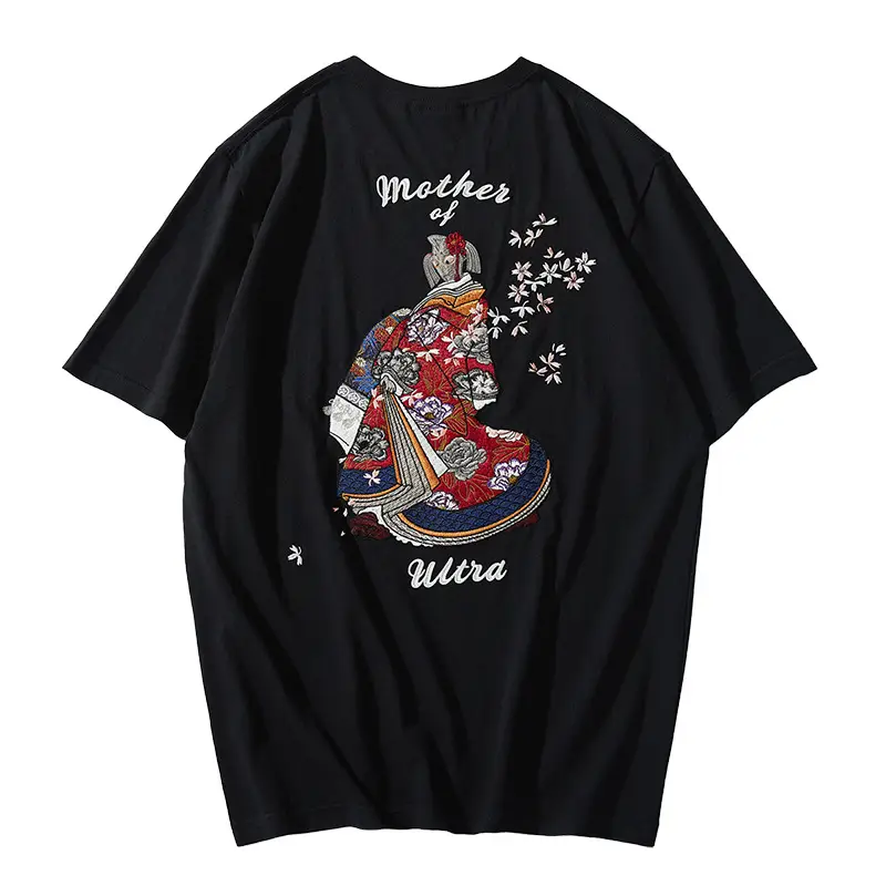 Summer New Men's Embroidered T Shirt Short Sleeves