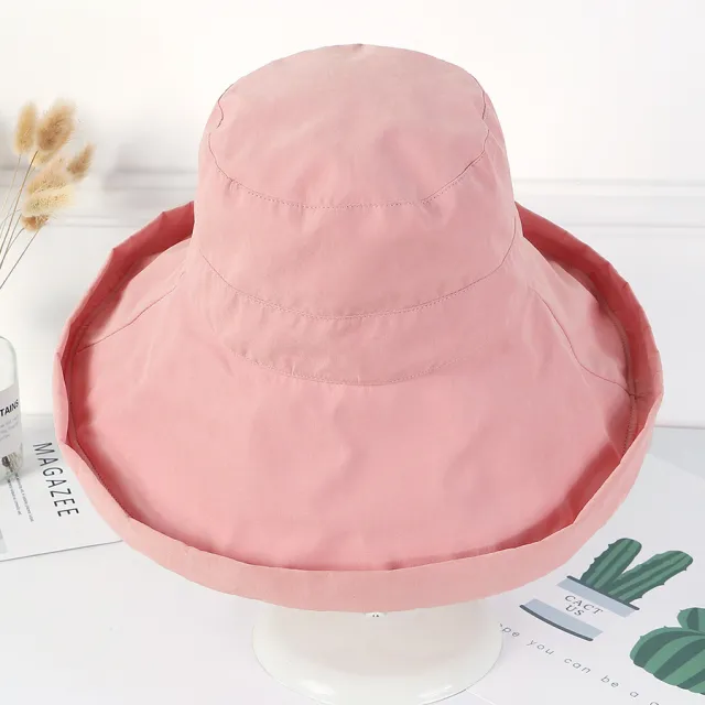 Net Celebrity Sunscreen Hat With Beige Big Eaves Pink A - Shop at LoveMi