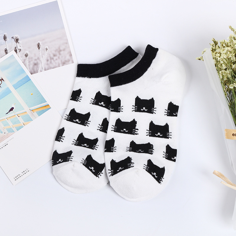 Title 4, Cute Black And White Cat Boat Socks Stockings