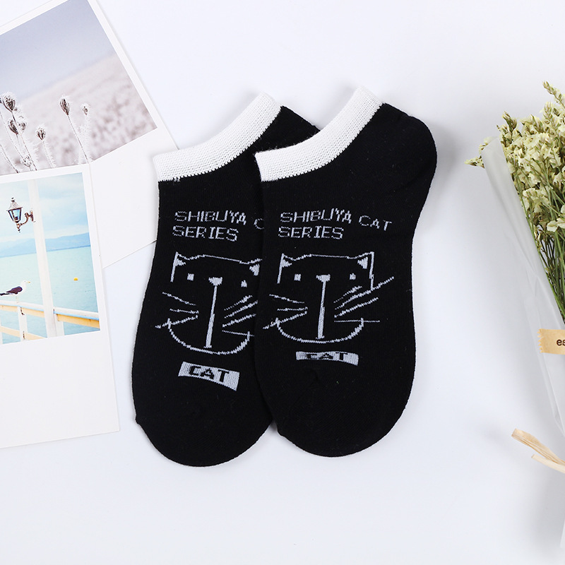 Title 3, Cute Black And White Cat Boat Socks Stockings