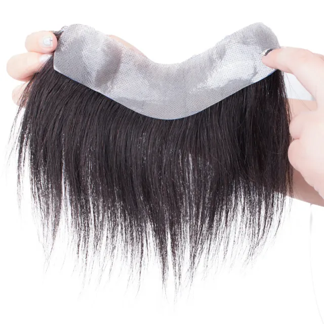 Hairline replacement, hand woven replacement hair piece, men's wig Vshaped 2X15 Hair Length 25Cm - Shop at LoveMi