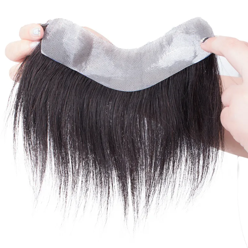 Hairline replacement, hand woven replacement hair piece, men's wig - Vshaped 2X16 Hair Length15Cm
