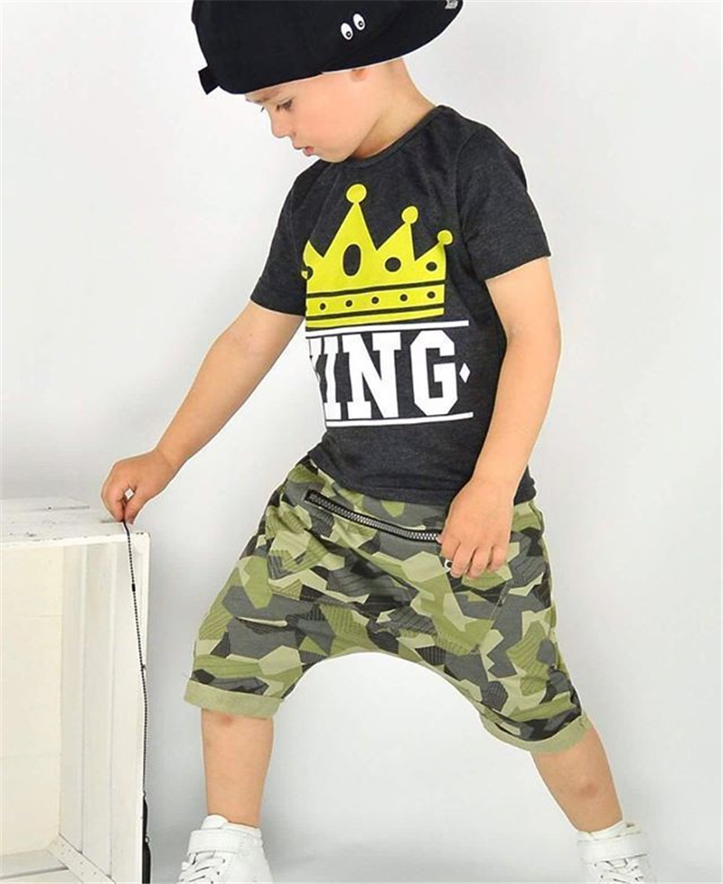 European And American King Top And Camouflage Pocket Pants Suit