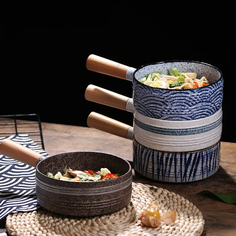 Creative Fruit Salad Bowl with Wooden Handle