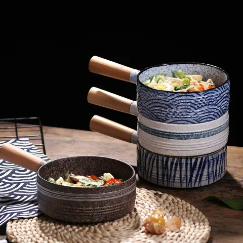 Creative Fruit Salad Bowl with Wooden Handle
