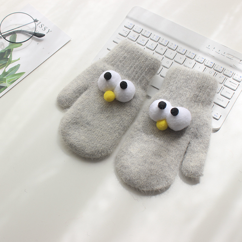 Children's Gloves For Boys And Girls With Rabbit Fur Big Eyes Gloves