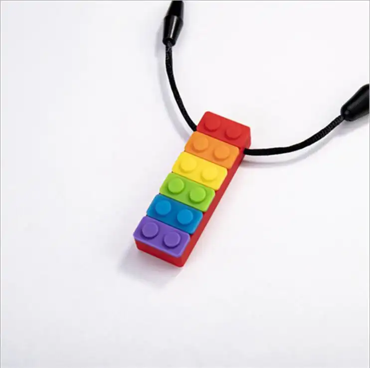 Children's Rainbow Building Block Silicone Teether