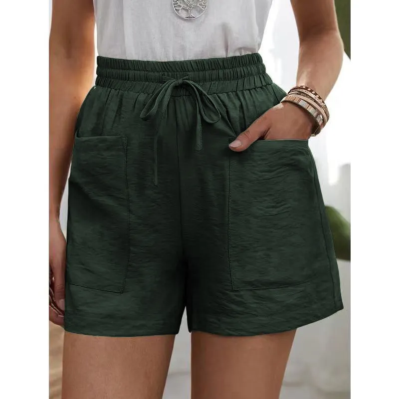 Fashion Ladies Loose Linen Casual Shorts - Green