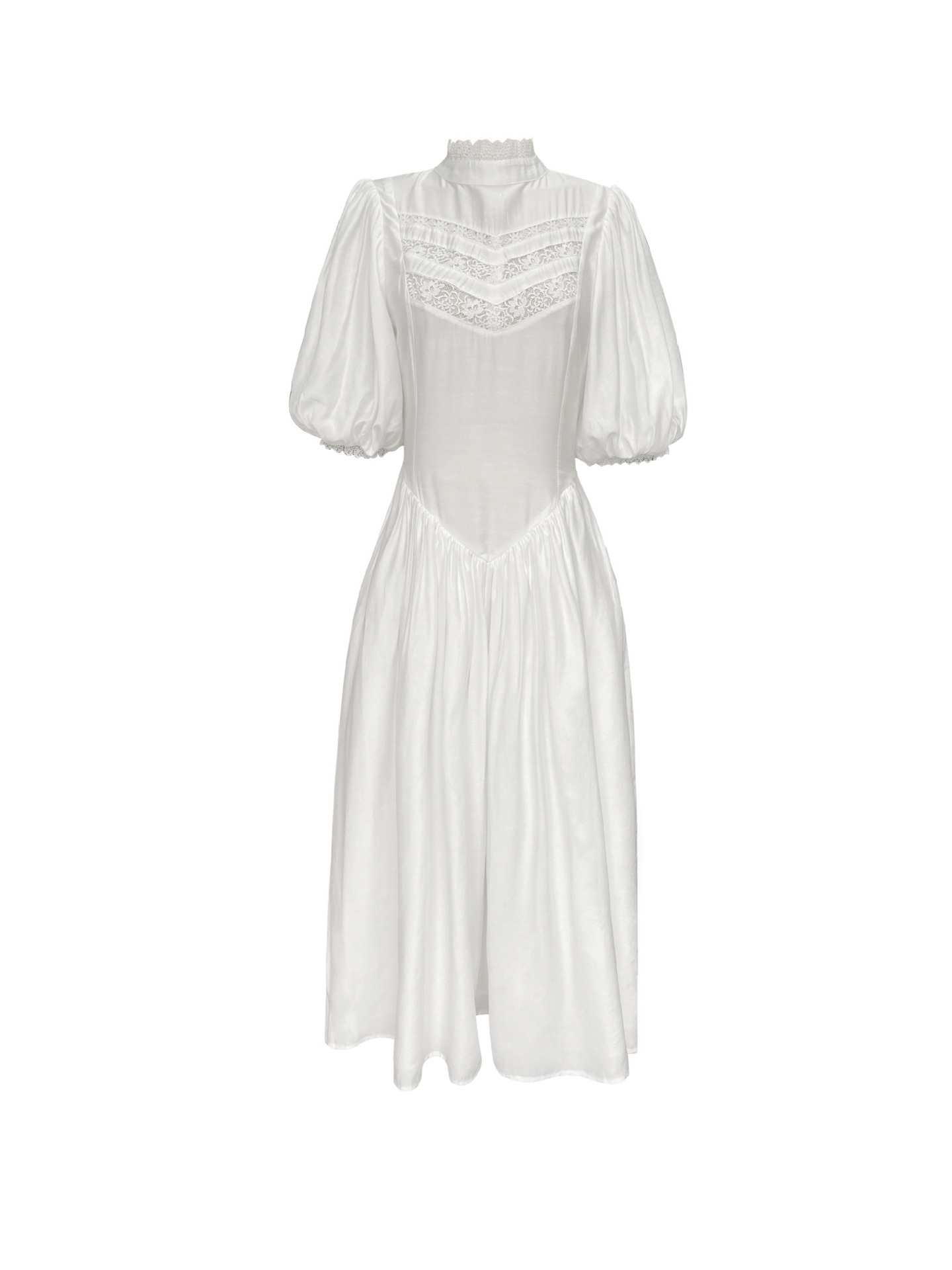French Vintage White Dress With Lace