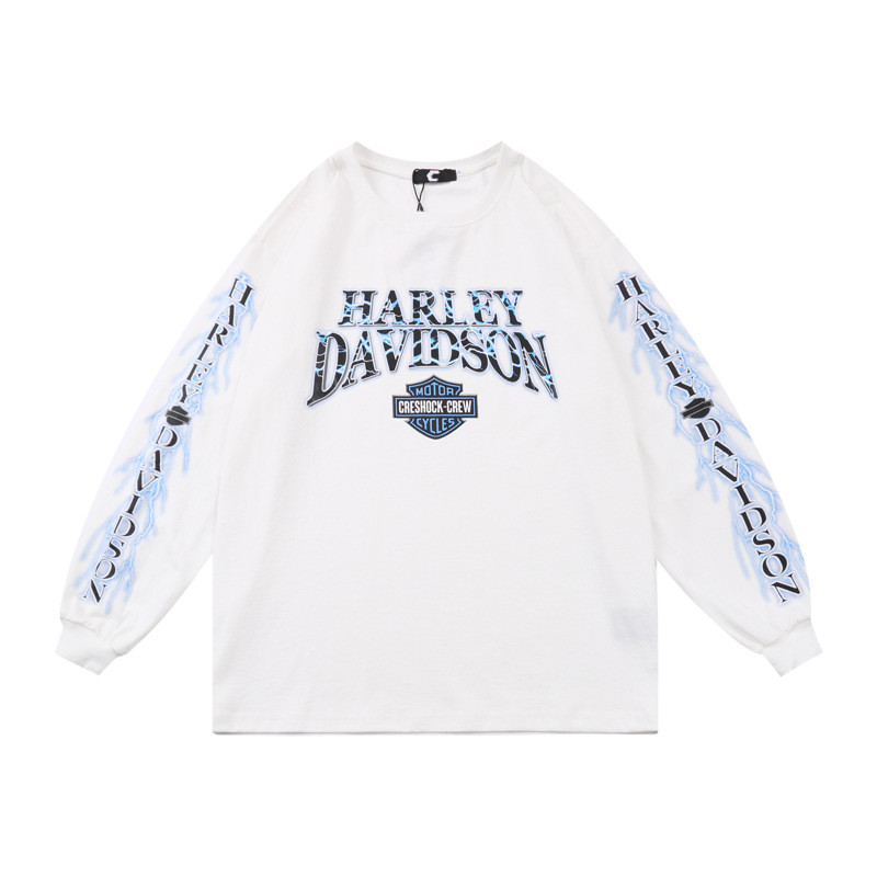 Letter Print T-shirt Street Hip-hop Style Round Neck Long Sleeve Bottoming Shirt