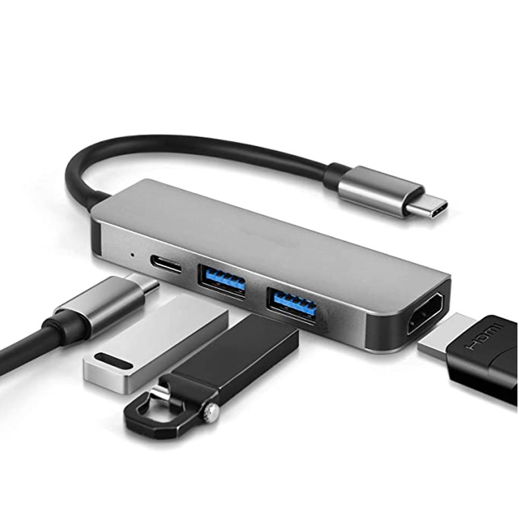 Hub USB hub Splitter One til Four USB C til HDMI Docking - Miniatyr 5