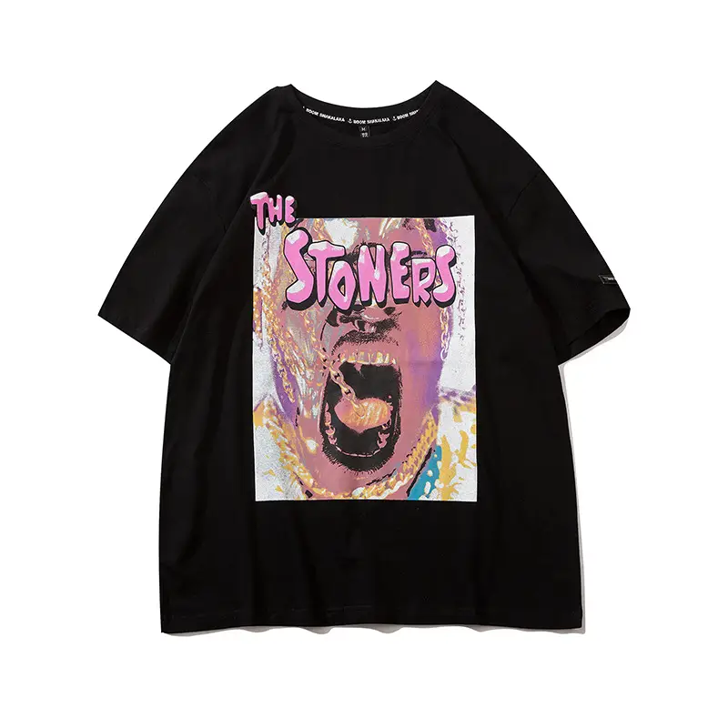 Rock Portrait Print Short-sleeved Men's Street Style Half Sleeve Bottoming Shirt