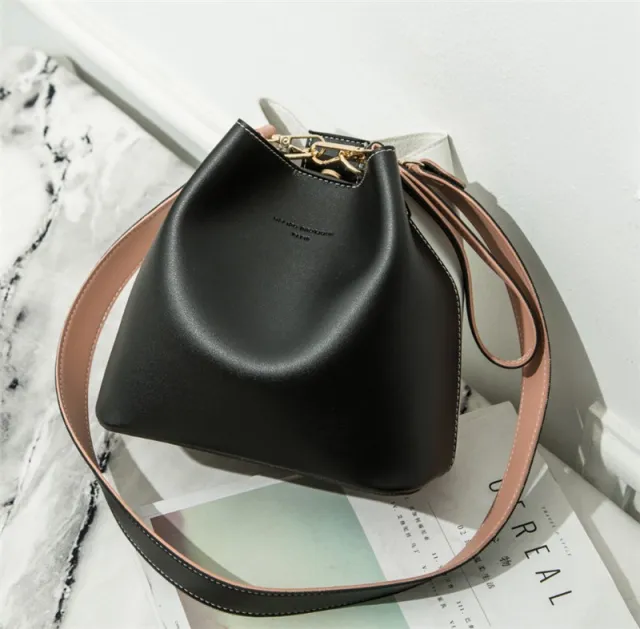 Bucket Bag Female Temperament Fashion One shoulder Casual Diagonal Handbag Black - Shop at LoveMi