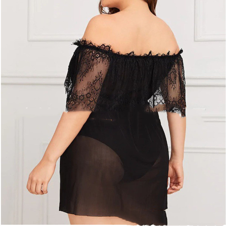 Title 4, Black Lace Semi-permeable Large Size Fat Woman ...