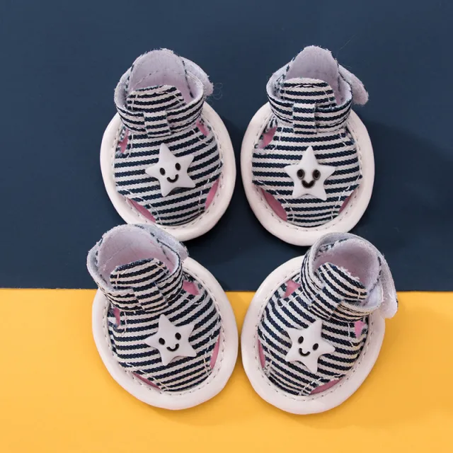 Striped Canvas Dog Summer Sandals Non slip Breathable Soft Bottom Pet Shoes Black - Shop at LoveMi