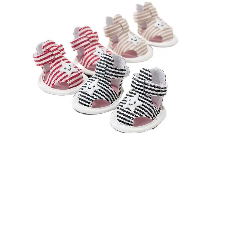 Striped Canvas Dog Summer Sandals Non-slip Breathable