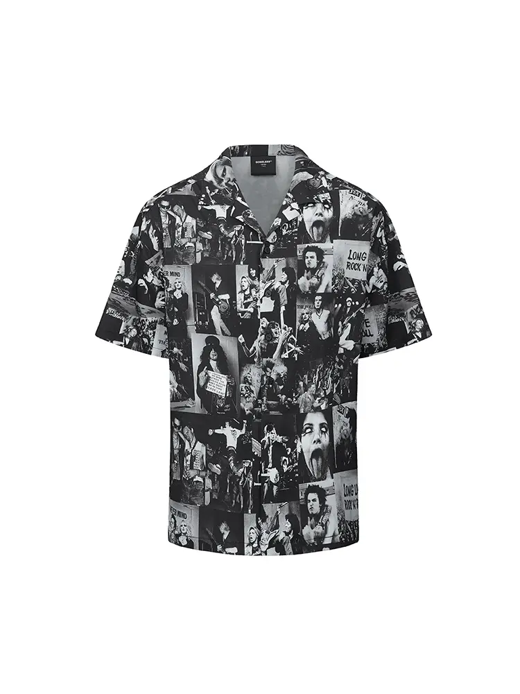 Black And White Full Print Short Sleeve