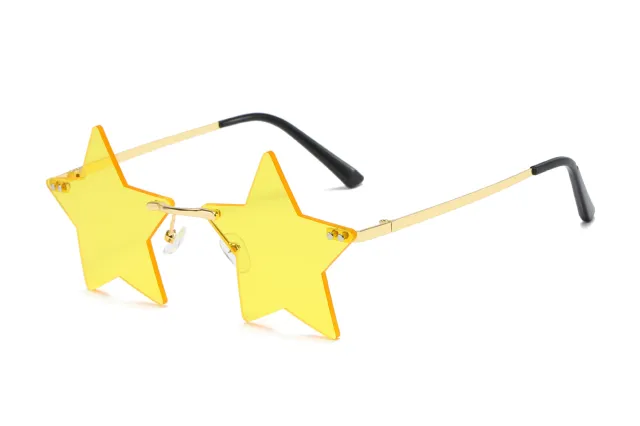 Rimless Star Fashion Small Sun glasses Yellow - Shop at LoveMi