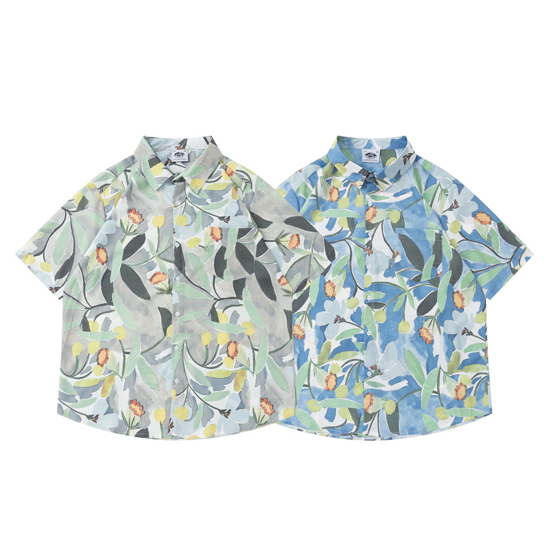 Title 4, Japanese Retro Casual Floral Short-sleeved Shirt