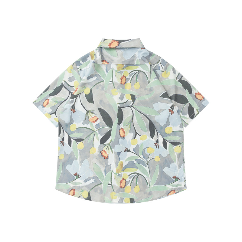 Title 7, Japanese Retro Casual Floral Short-sleeved Shirt