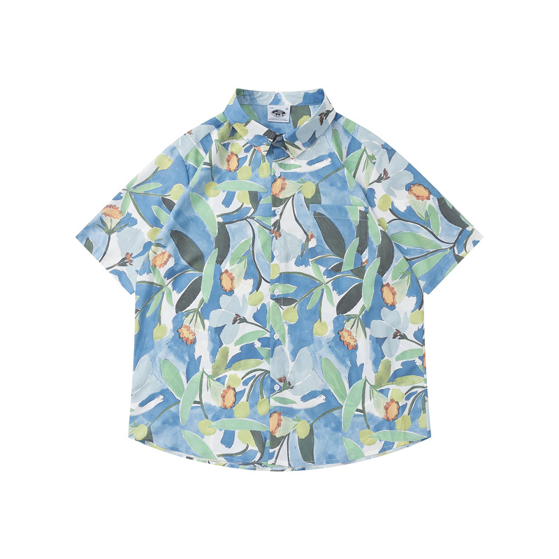 Title 3, Japanese Retro Casual Floral Short-sleeved Shirt