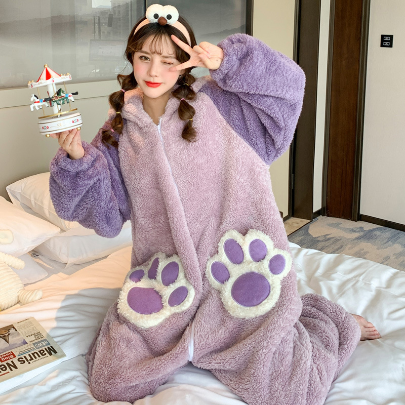 Title 3, Thick And Warm Cute Cartoon One-Piece Pajamas F...