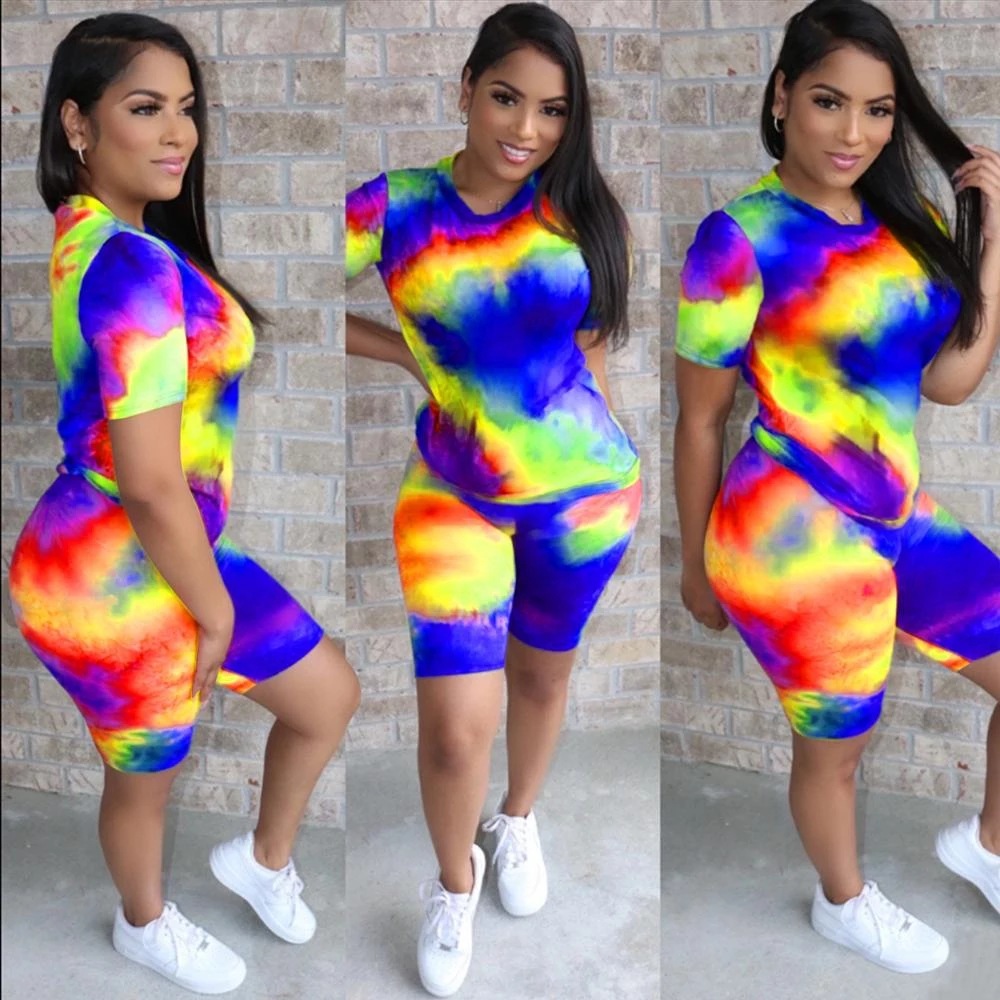 Fashion Casual Sports Suit T-Shirt At Home Tie-Dye