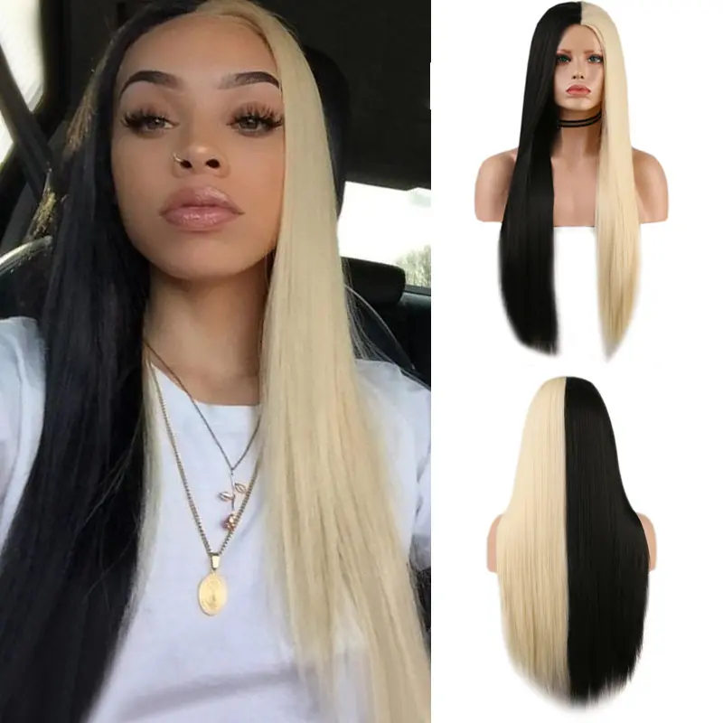 Black And White Two-tone Long Straight Hair