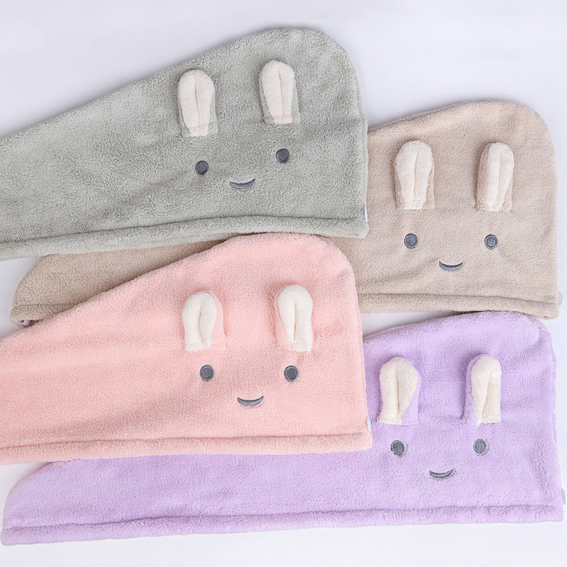 Rabbit Ear Dry Hair Cap Absorbent And Quick-drying Coral Fleece Dry Hair Towel